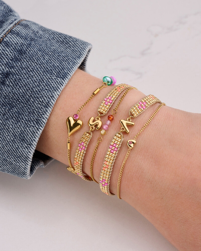 ARMBAND MET MINI HART & STRASS STEEN GOUD