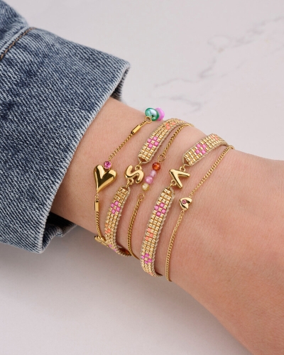 ARMBAND MET MINI HART & STRASS STEEN GOUD