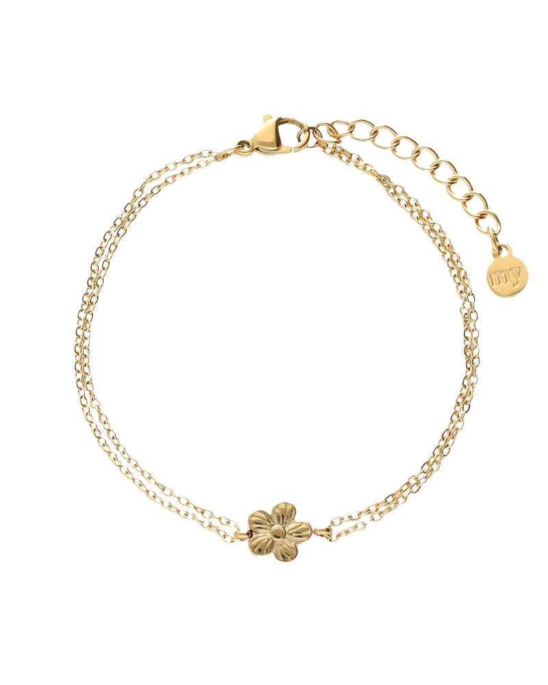 ARMBAND MET DUBBELE KETTING EN BLOEM
