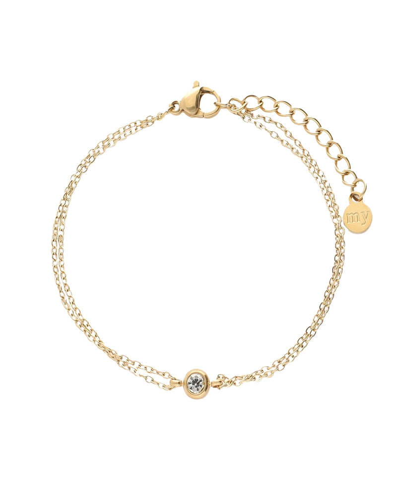 ARMBAND MET DUBBELE KETTING EN STRASS STEENTJE