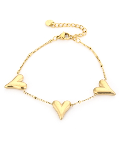 Gossip ARMBAND DRIE DICHTE HARTJES GOUD