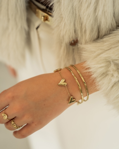 Gossip ARMBAND DRIE DICHTE HARTJES GOUD