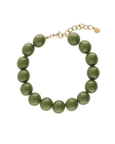 STATEMENT ARMBAND MET GROENE KRALEN GOUD
