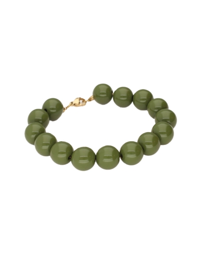 STATEMENT ARMBAND MET GROENE KRALEN GOUD