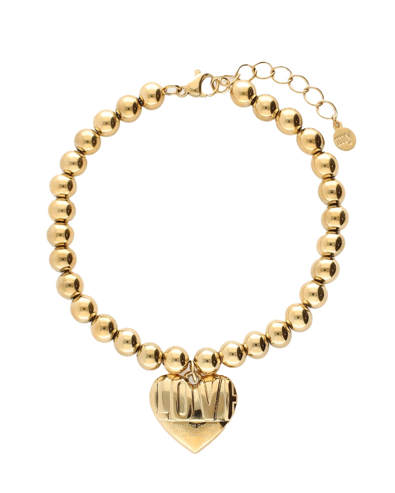 BOLD KRALENARMBAND MET LOVE HART GOUD