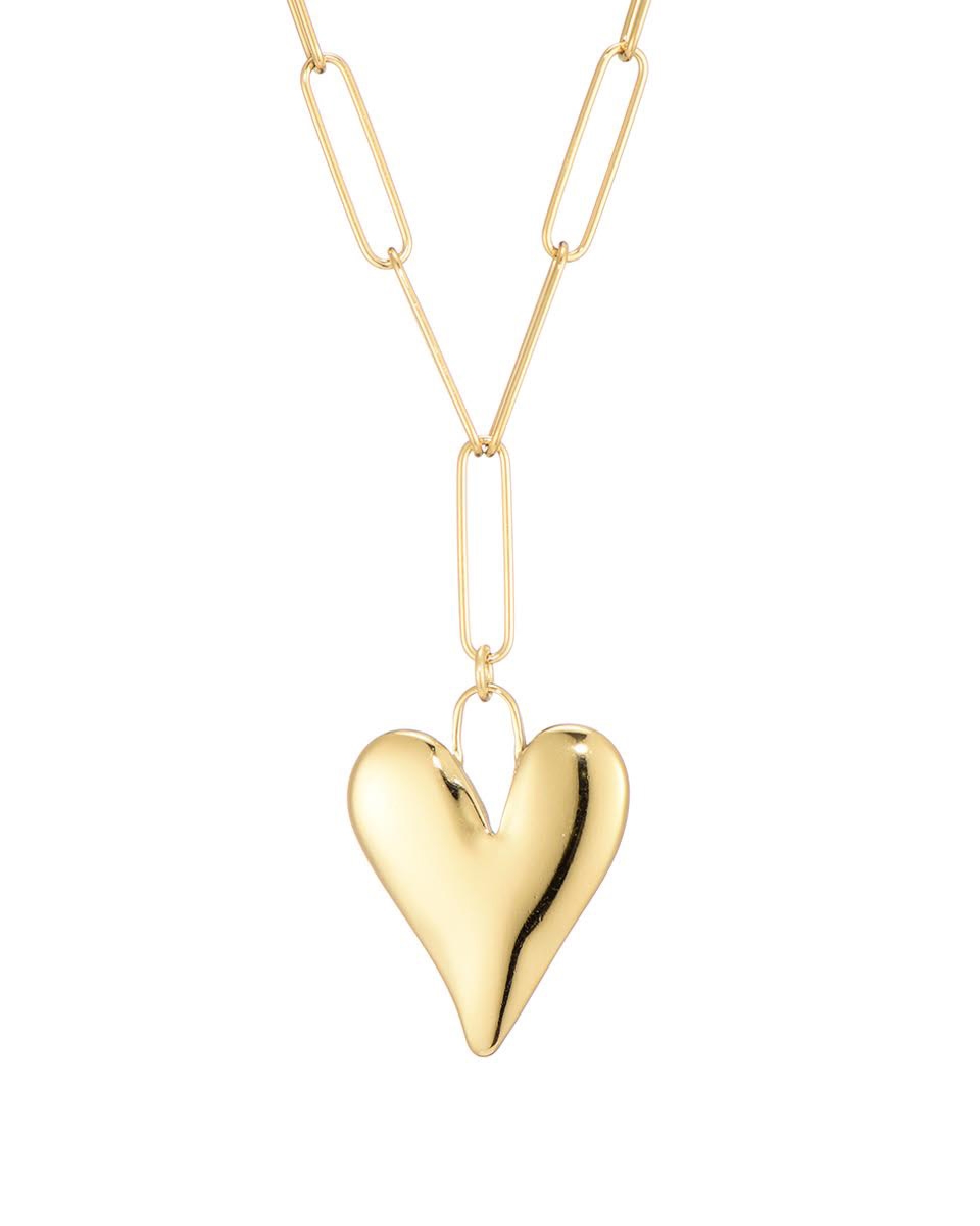 SCHAKELKETTING MET HART GOUD