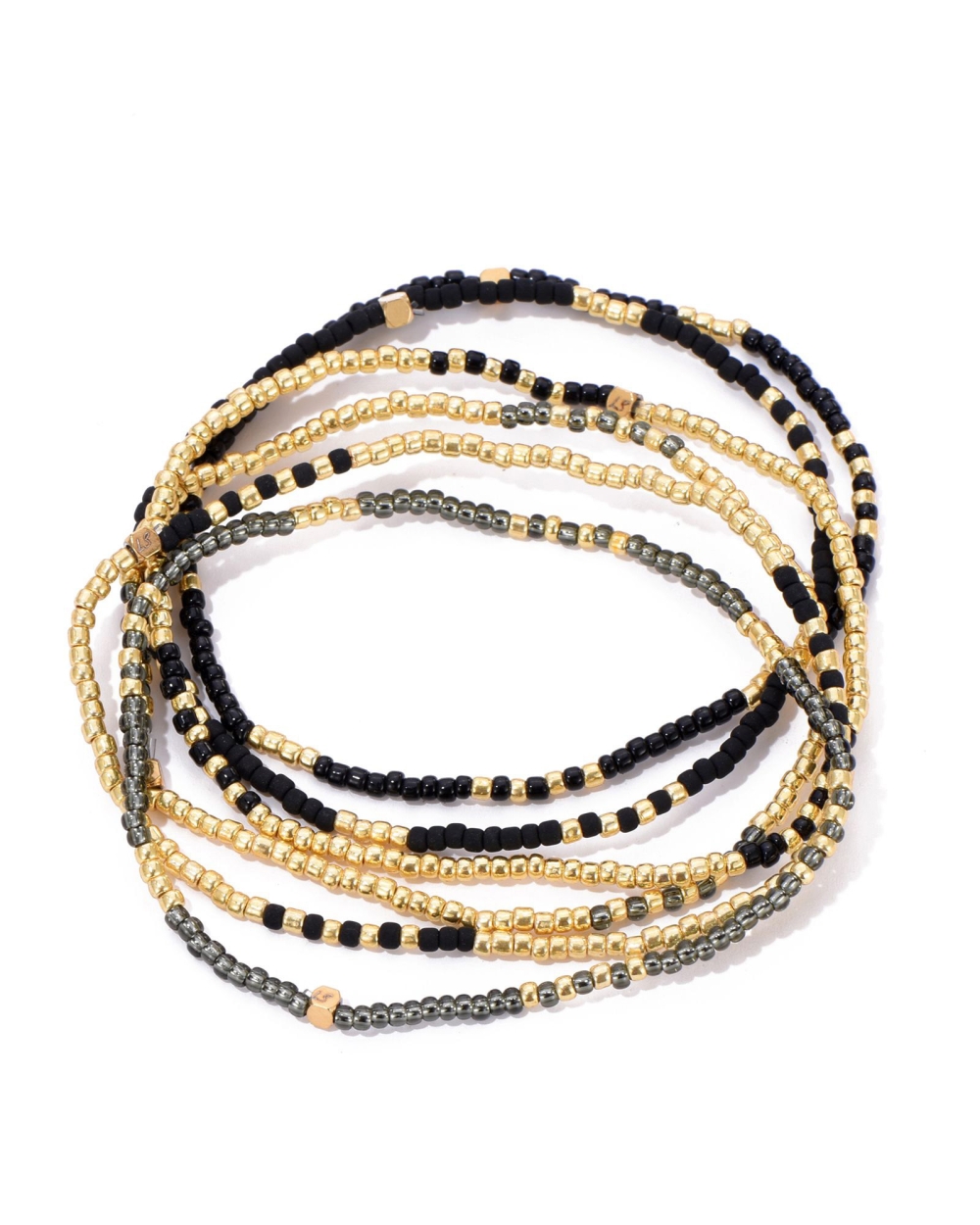 ARMBANDEN SET MIYUKI ZWART/GOUD