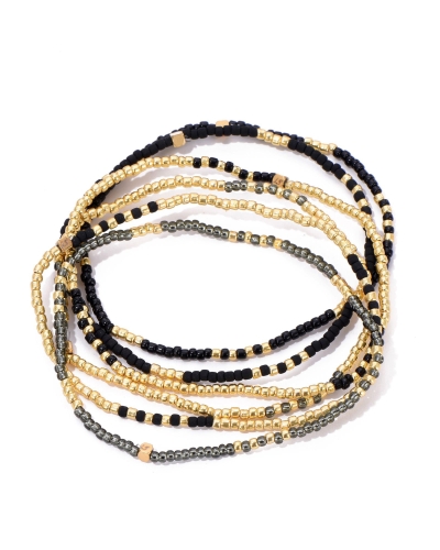 ARMBANDEN SET MIYUKI ZWART/GOUD