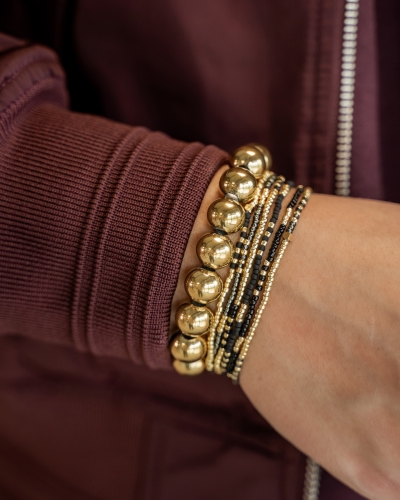 ARMBANDEN SET MIYUKI ZWART/GOUD