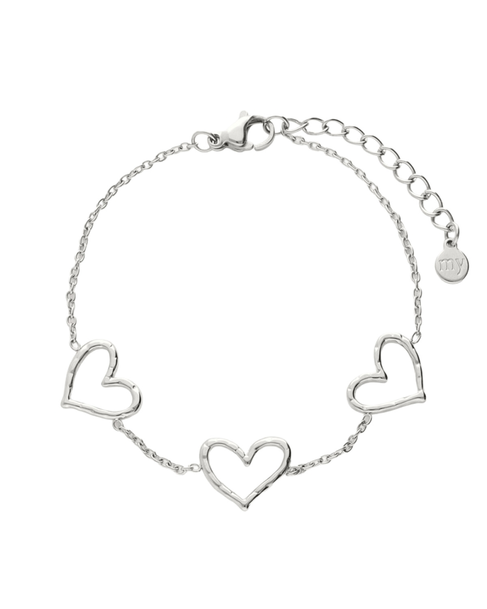 MINIMALISTISCHE ARMBAND MET OPEN HARTJES ZILVER