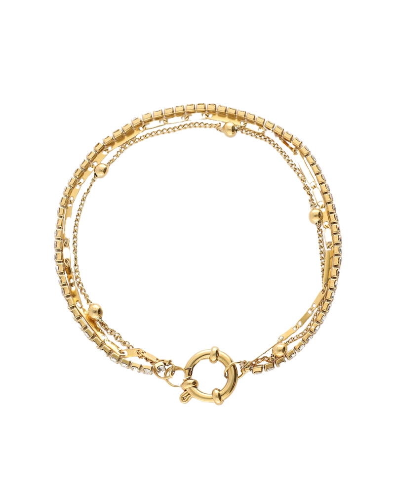 MIDNIGHT DRIEDUBBELE ARMBAND MET STRASS