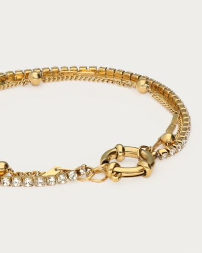 MIDNIGHT DRIEDUBBELE ARMBAND MET STRASS