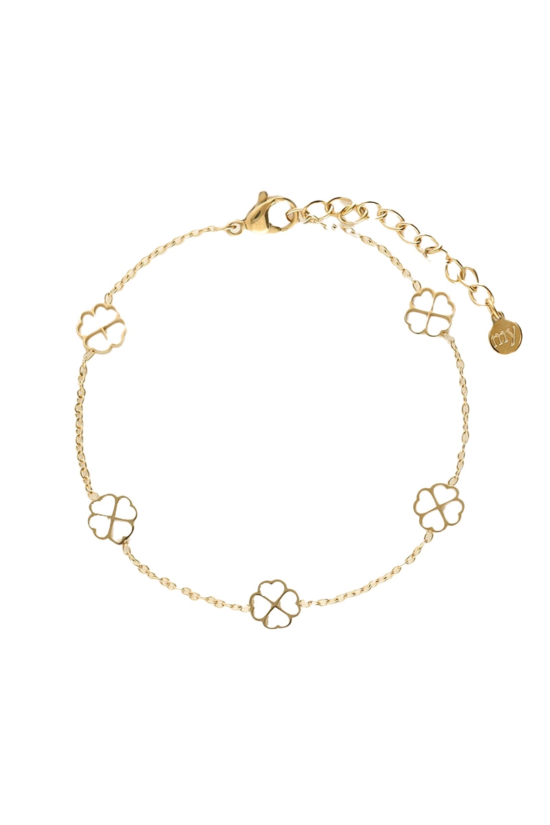 ARMBAND MET KLAVERTJES GOUD