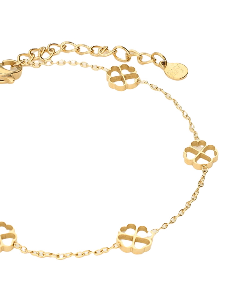 ARMBAND MET KLAVERTJES GOUD