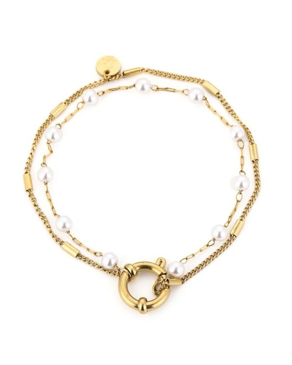 DUBBELE ARMBAND MET PARELS