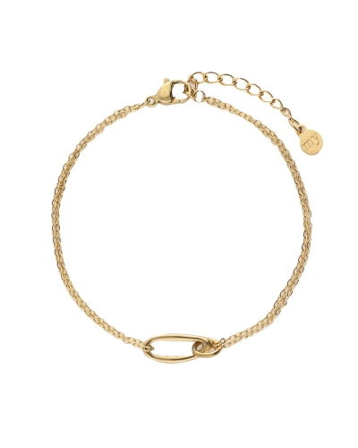 MINIMALISTISCHE DUBBELE ARMBAND MET OVALEN SCHAKEL GOUD