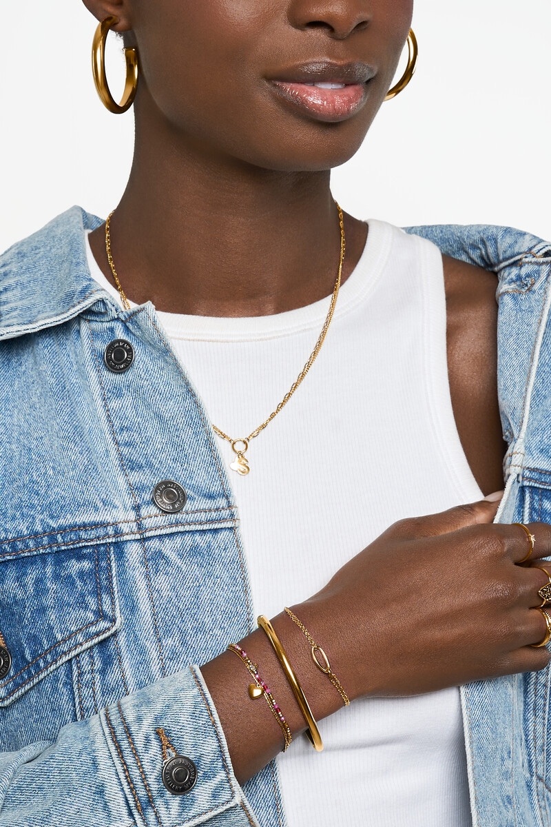 MINIMALISTISCHE DUBBELE ARMBAND MET OVALEN SCHAKEL GOUD