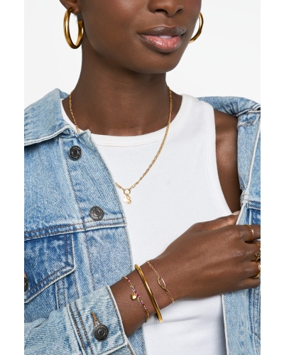 MINIMALISTISCHE DUBBELE ARMBAND MET OVALEN SCHAKEL GOUD