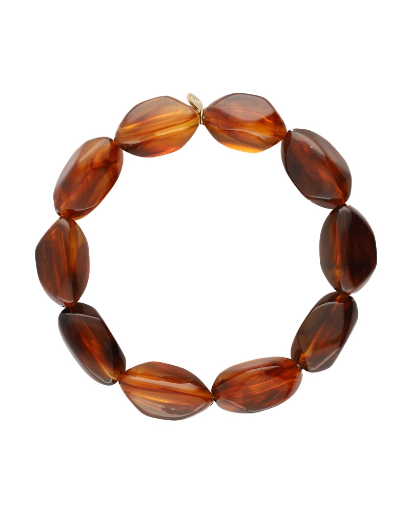 ARMBAND MET OVALEN KRALEN BRUIN