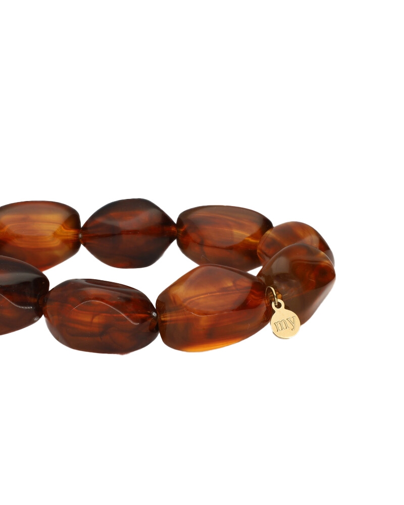 ARMBAND MET OVALEN KRALEN BRUIN
