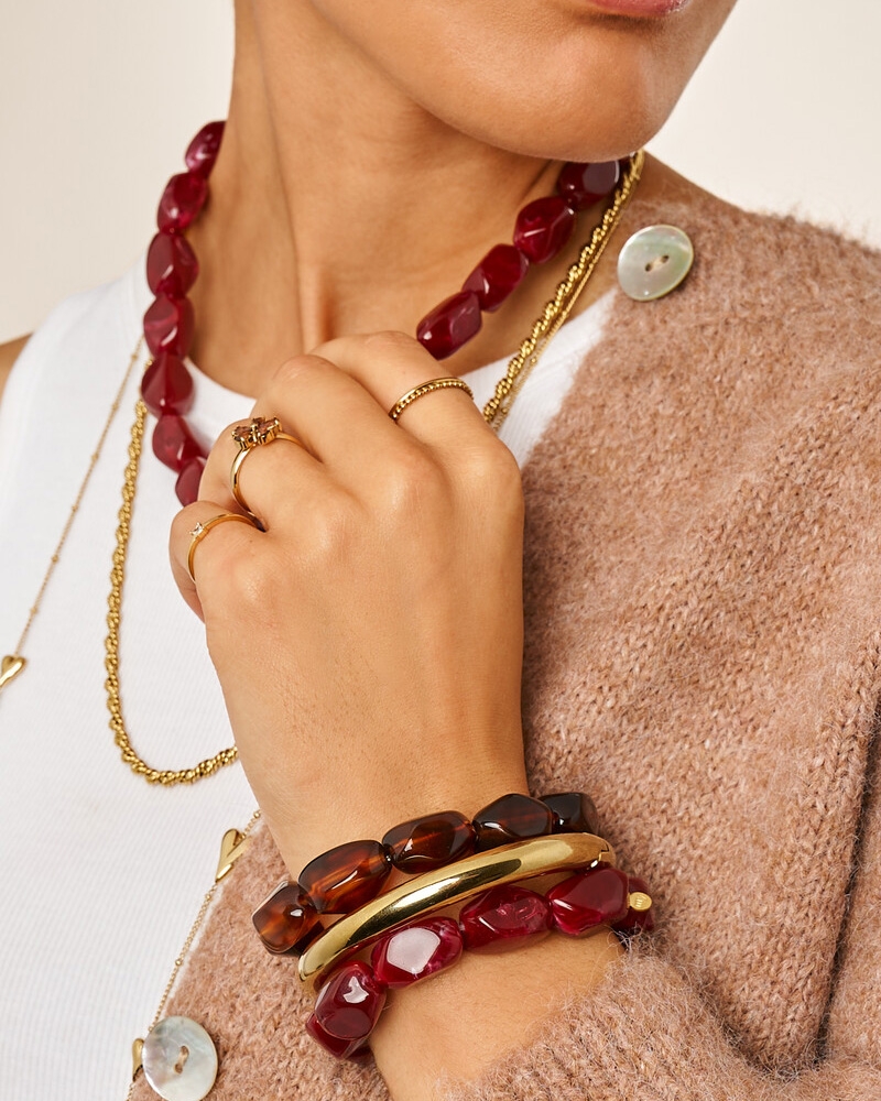 ARMBAND MET OVALEN KRALEN BURGUNDY