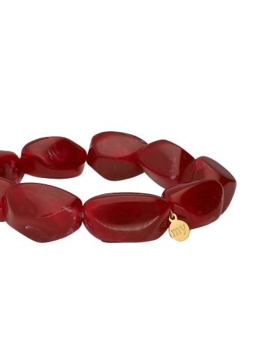 ARMBAND MET OVALEN KRALEN BURGUNDY