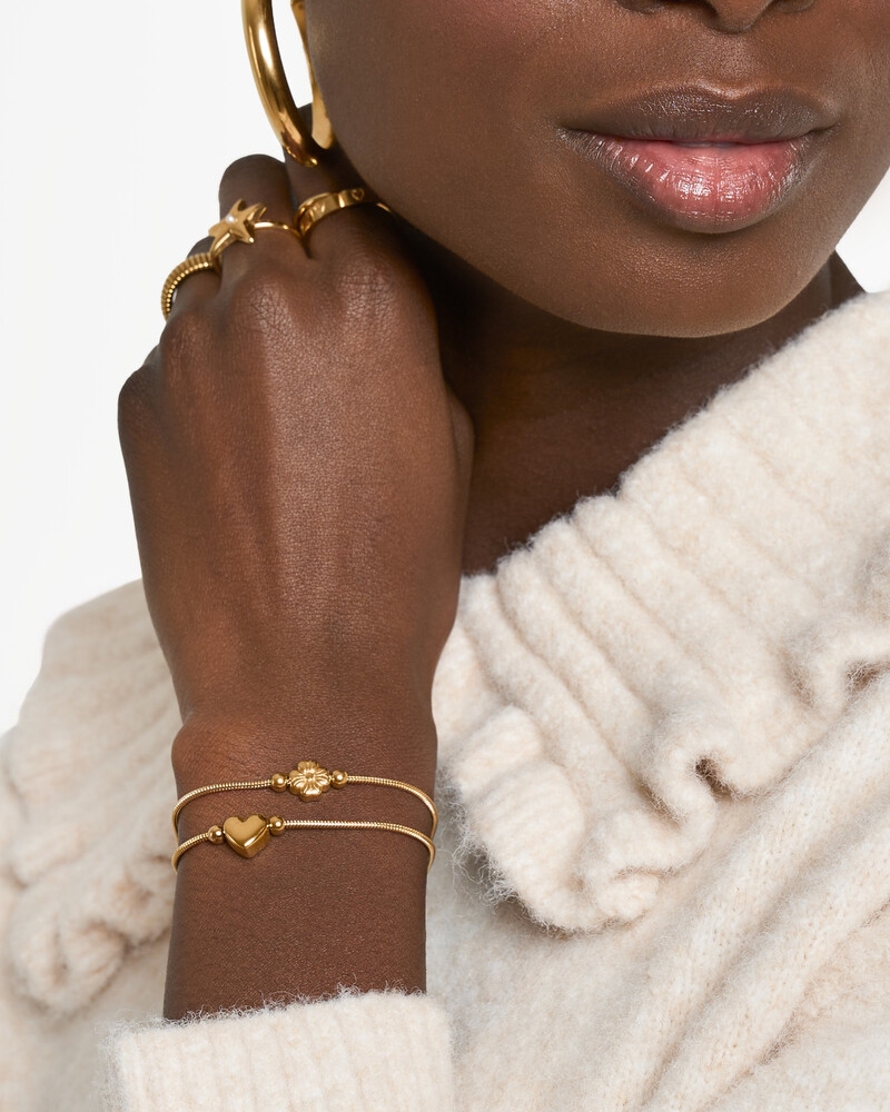 GRATITUDE DUBBELE ARMBAND HART EN KLAVER GOUD