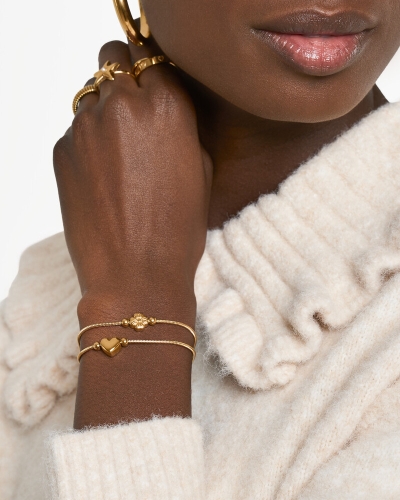 GRATITUDE DUBBELE ARMBAND MET HART EN KLAVER ZILVER