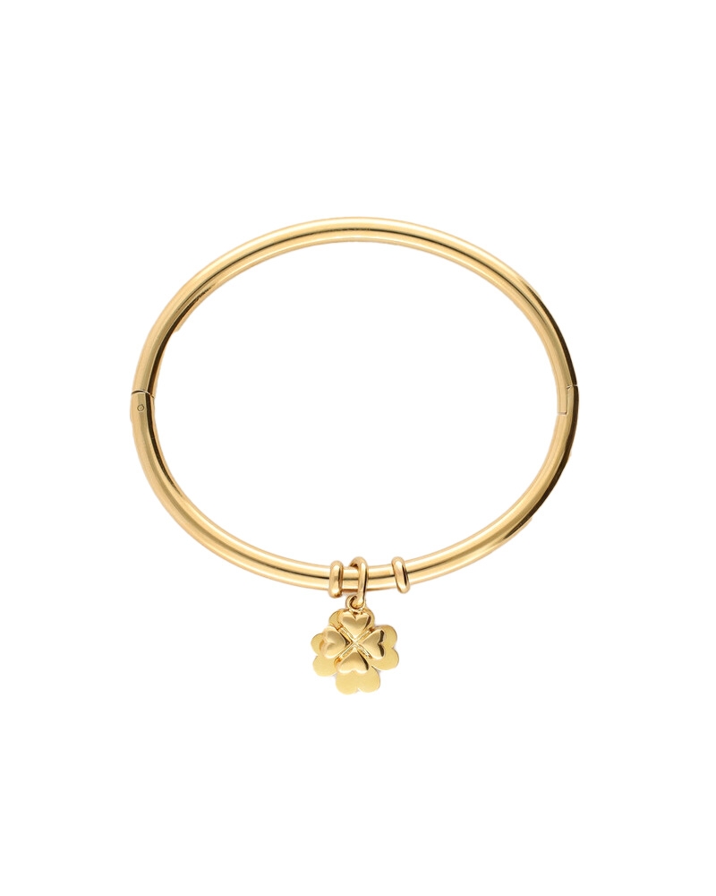 GRATITUDE BANGLE MET KLAVERS GOUD
