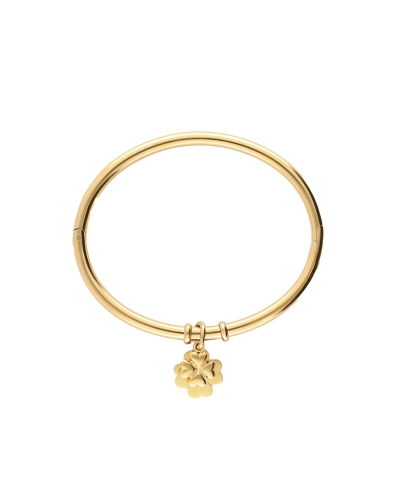 GRATITUDE BANGLE MET KLAVERS ZILVER