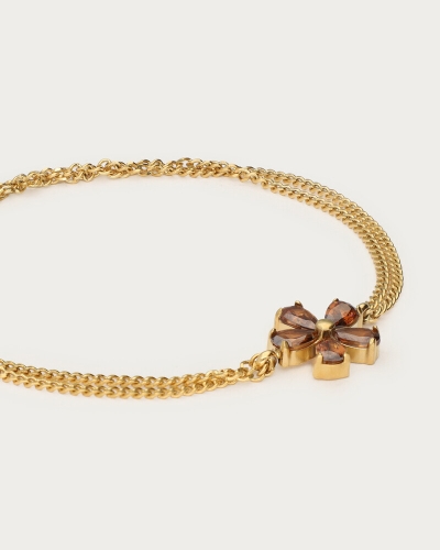 DUBBELE ARMBAND MET BRUINE STRASS BLOEM