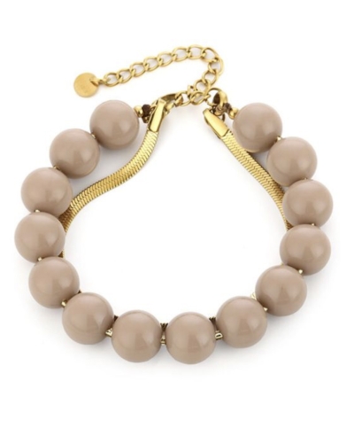 Gossip DUBBELE ARMBAND SNAKE EN KRALEN BEIGE