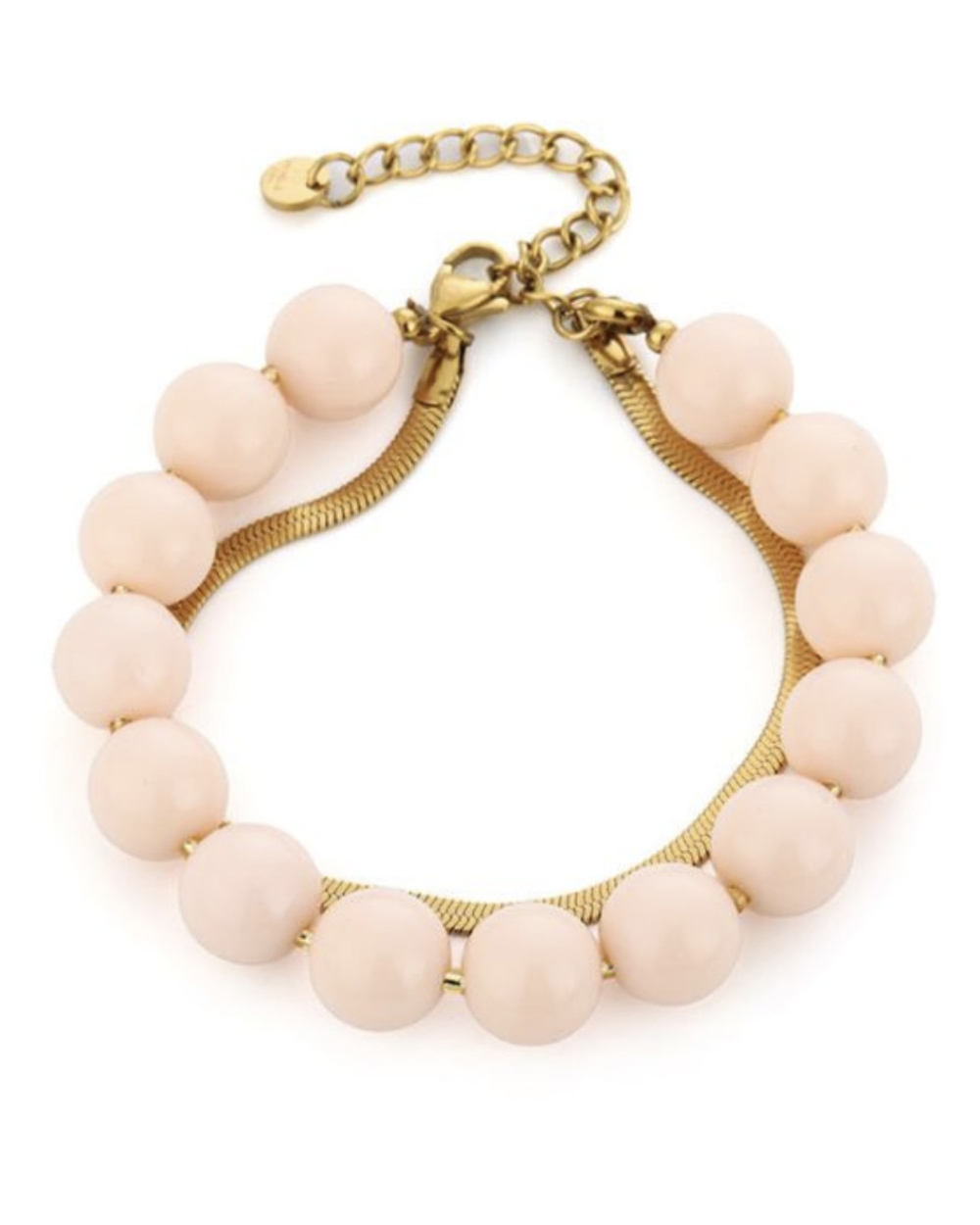DUBBELE ARMBAND SNAKE EN KRALEN NUDE