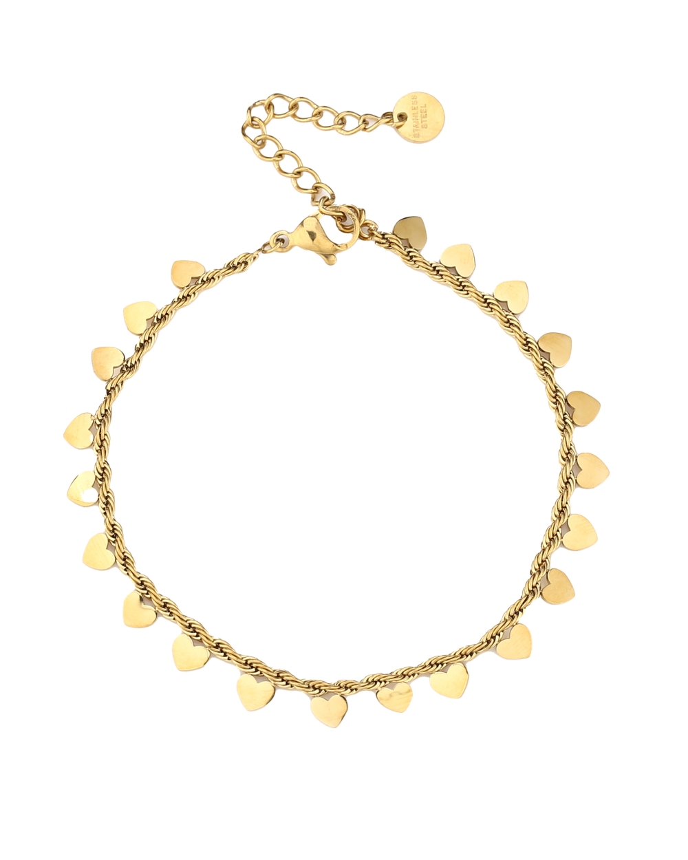 GEDRAAIDE ARMBAND MET HARTJES GOUD