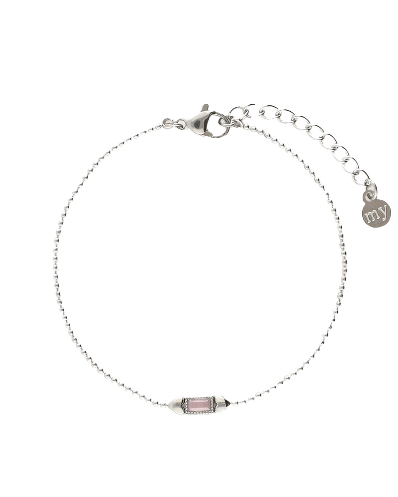 ARMBAND MET LICHT ROZE STEEN ZILVER
