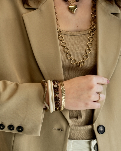 Gossip KRALENARMBAND HARTJES GOUD / BRUIN