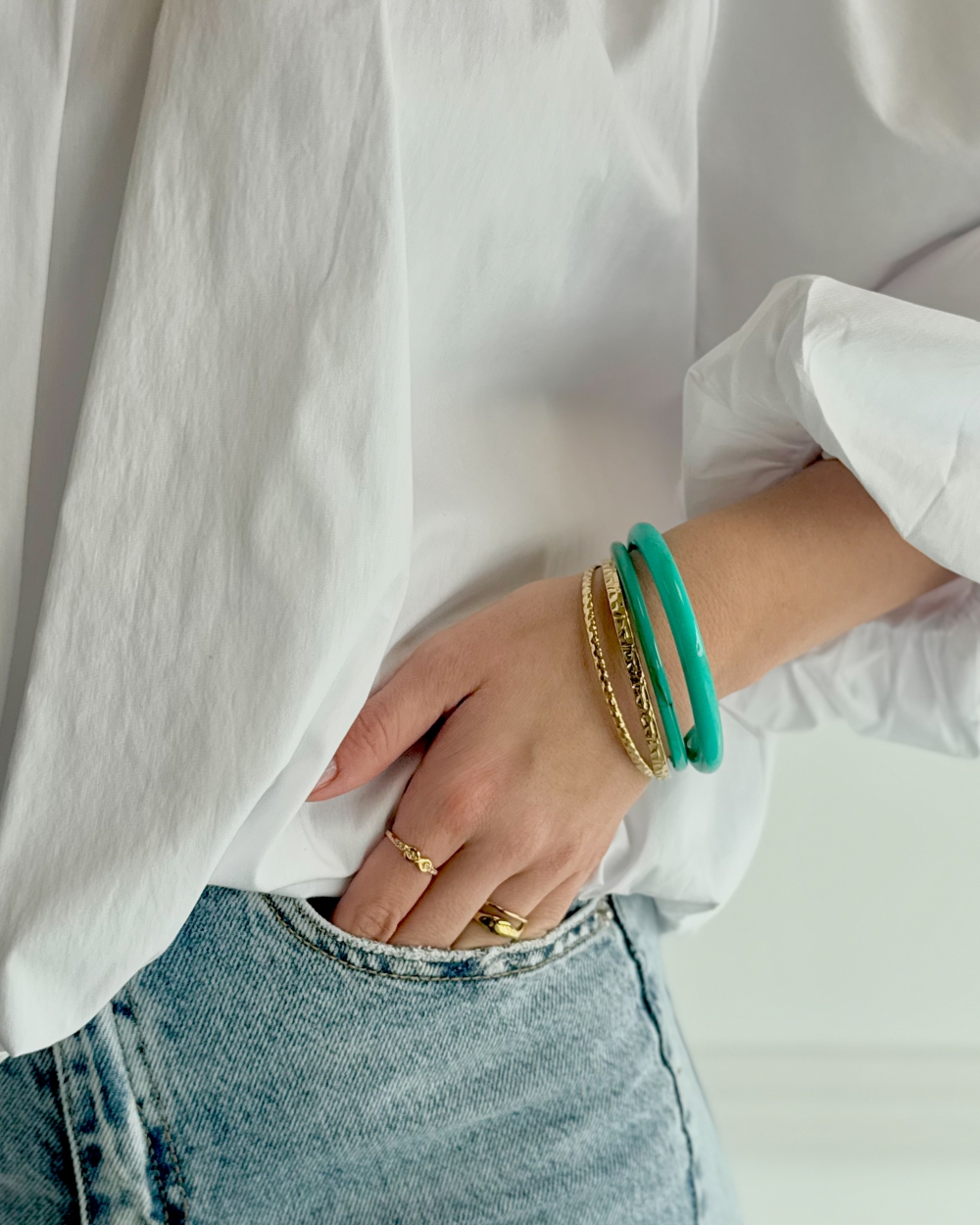 BANGLE SET TURQUOISE/GOUD