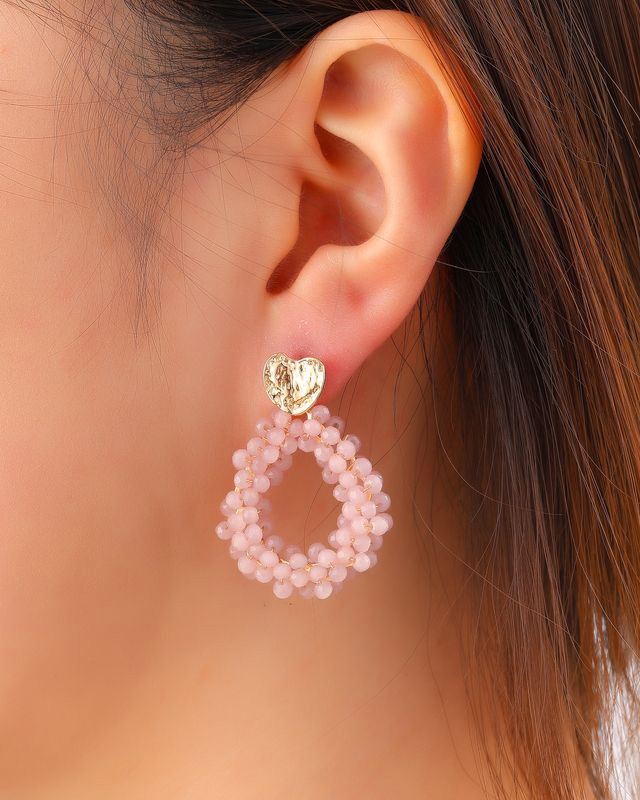 DRUPPEL OORBELLEN MET HART ROZE
