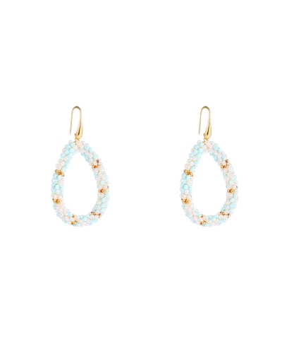 OVALEN OORBELLEN MET MIX KRAALTJES BLAUW