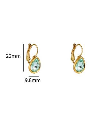 OORBELLEN GROENE DRUPPEL GOUD