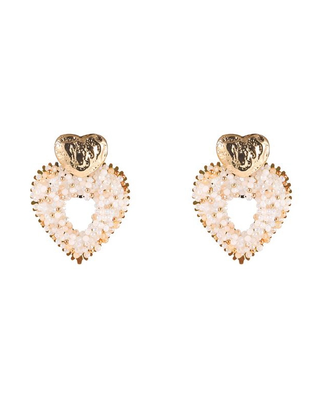OORSTEKER HART CHAMPAGNE PARELS
