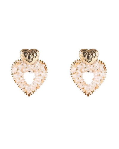 OORSTEKER HART CHAMPAGNE PARELS