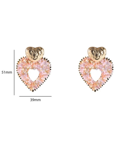 OORSTEKER HART ROZE PARELS