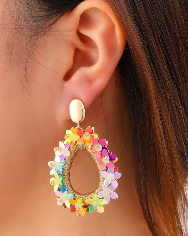 DRUPPEL OORBELLEN MET BLOEMEN RAINBOW