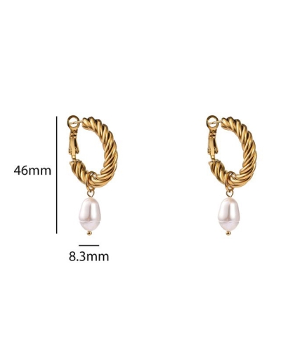 OORBEL BIG TWISTED PEARL GOUD