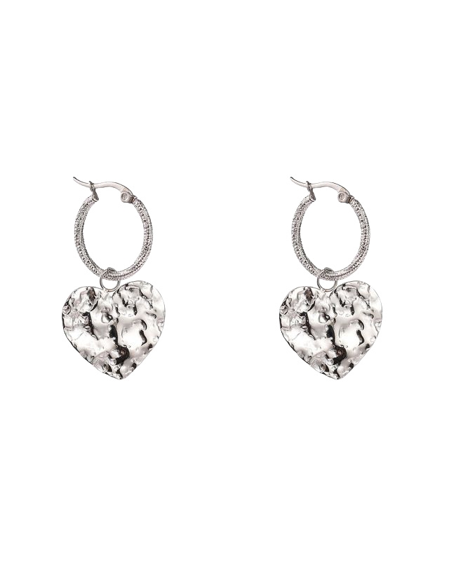 HOOP OORBELLEN MET HART ZILVER