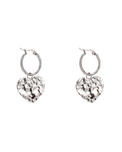 Day & Eve Hammered Heart Hoop E61189-1