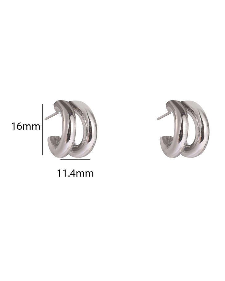 OORBELLEN DUBBEL BOLD ZILVER