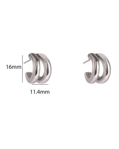 OORBELLEN DUBBEL BOLD ZILVER