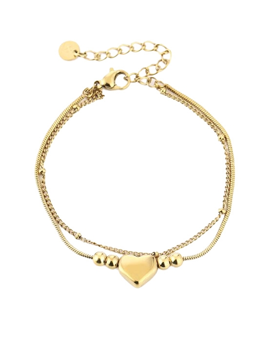 DUBBELE ARMBAND MET HART GOUD